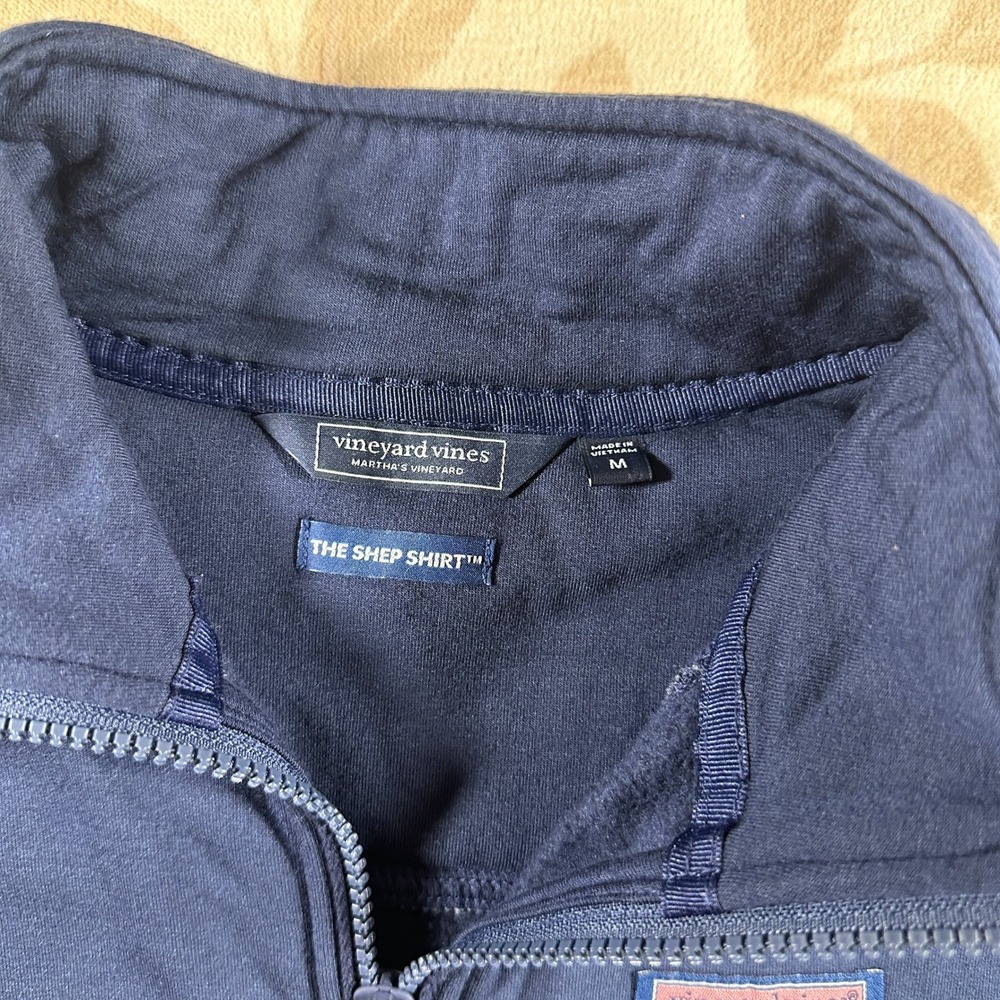 Vineyard Vines Mens The Shep Shirt Quarter Zip Pullover Fleece Navy Size Medium - Picture 2 of 6